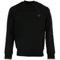Fred perry for man. M7535 Navy crew neck sweatshirt (S), Black, Casual, Cotton