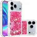 Mtp Products iPhone 17 Pro Max Glitter Quicksand TPU-deksel - Rosa hjerter