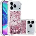 Mtp Products iPhone 17 Pro Glitter Quicksand TPU-deksel - rosagullhjerter