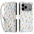 Mtp Products iPhone 17 Pro Max Rombisk blomsterlommebok-etui - fargerike blomster