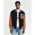 Gant for man. 7006439 Varsity jacket in navy leather and wool blend (M), Casual