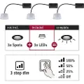 Paulmann Choose Coin, Innsunket spotlight, 3 ampuller, LED, 6 W, 2700 K, Satin Stål