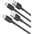 Anker 310 USB-A til USB-C-kabel (0,9 m flettet) - 2-pakn. - svart