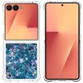 Mtp Products Samsung Galaxy Z Flip7 Glitter Quicksand TPU-deksel - Blå hjerter