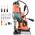 Vevor magnetisk borepresse, 1400 W, 50 mm borediameter, 0-850 o/min hastighet, reversibel retning, magnetisk borepresse med 11 kjernebor, elektrisk boremaskin for industri og forbedring av hjemmet