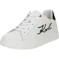 Karl Lagerfeld for girl. Z30982 Leather Sneakers Letter white (34), Flat, Laces, Casual, children's fashion