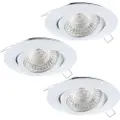 Eglo Tedo 1, Innsunket spotlight, Ikke-utskiftbare pærer, 5 W, 3000 K, 400 lm, Hvit