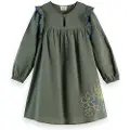 Scotch & Soda Seersucker Embroidered Kjole Med Lange Ermer