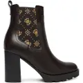 GUESS for woman. FLFNLLELE10 Nealle ankle boots with brown 4G logo (39), Leather, 8 to 10 cm, None, Casual