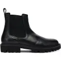 Hugo Boss for man. 50552573 Julyo Cheb Leather Ankle Boots black (43), Flat, None, Casual