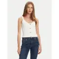 GUESS for woman. W5YR10Z0130 Sleeveless white ribbed knitted top (M), Casual, Cotton, Sleeveless / Straps