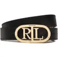 Ralph Lauren for woman. 412883714003 Reversible leather belt with brown oval logo, black (S), Casual