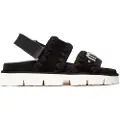 Mou for woman. MU.SW461001A Bio leather sandals black (37), Flat, Velcro, Casual