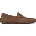 Hugo Boss for man. 50541750 Leather moccasins with brown antifascia edging (44), Flat, None, Casual