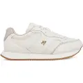 Tommy Hilfiger for woman. FW0FW08696 Off-white Runner Leather Sneakers (40), Flat, Laces, Casual