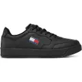 Tommy Hilfiger for man. EM0EM01397 Leather trainers with serrated midsole black (42), Flat, Laces, Casual