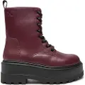 Calvin Klein Jeans for woman. YW0YW01535 Maroon platform leather ankle boots (37), 1 to 3 cm, Laces, Casual