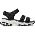SKECHERS for woman. 31514 D'Lites Fresh Catch Sandals black (38), Fabric, 3 to 5 cm, Velcro, Casual