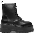 Calvin Klein Jeans for woman. YW0YW01535 Black platform leather ankle boots (39), 1 to 3 cm, Laces, Casual