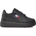 Tommy Hilfiger for woman. EN0EN02506 Retro leather trainers with black platform (39), 3 to 5 cm, Laces, Casual