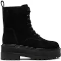 Calvin Klein Jeans for woman. YW0YW01554 Black military style leather ankle boots (40), 1 to 3 cm, Laces, Casual