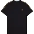 Fred perry for man. M4613 Tape Ringer T-shirt black (M), Casual, Cotton, Short sleeve