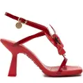 Hispanitas for woman. GOYA24 Sandals Goya red (36), Leather, 5 to 8 cm, Buckle, Casual, Party