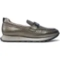 Hispanitas for woman. HI243621 Bolment lead leather loafers (38), Silver, 3 to 5 cm, None, Casual