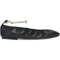 Twinset for woman. 251TCP150 Leather ballerinas with black strap (36), Flat, None, Casual