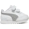Puma ST Runner v4 Glitter Sneakers Kids, Shoes, White/Silver/Cool Light Gray, 25