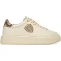 Blauer for woman. F5VENUS01 Beige logo leather trainers (39), 1 to 3 cm, Laces, Casual