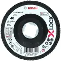 Bosch X-LOCK-lamellslipeskiver, vinklet modell, fiberplate, Ø115 mm, G 40, X571, Best for Metal, 1 stk. D= 115 mm, G= 40, vinklet