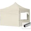TOOLPORT 3x3 m aluminium, pop up partytelt, 4 sidepaneler, creme