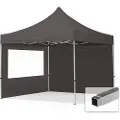 TOOLPORT 3x3 m aluminium, pop up partytelt, 2 sidepaneler, mørkegrå