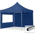 TOOLPORT 3x3 m aluminium, pop up partytelt, 2 sidepaneler, mørkeblå