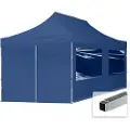 TOOLPORT 3x6 m aluminium, pop up partytelt, 4 sidepaneler, mørkeblå