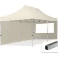 TOOLPORT 3x6 m aluminium, pop up partytelt, 2 sidepaneler, creme