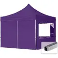 TOOLPORT 3x3 m aluminium, pop up partytelt, 4 sidepaneler, lilla