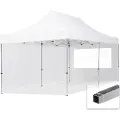 TOOLPORT 3x6 m aluminium, pop up partytelt, 2 sidepaneler, hvit