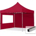 TOOLPORT 3x3 m aluminium, pop up partytelt, 2 sidepaneler, rød
