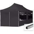 TOOLPORT 3x6 m aluminium, pop up partytelt, 4 sidepaneler, svart