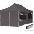 TOOLPORT 3x6 m aluminium, pop up partytelt, 4 sidepaneler, mørkegrå