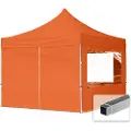 TOOLPORT 3x3 m aluminium, pop up partytelt, 4 sidepaneler, oransje