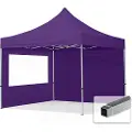 TOOLPORT 3x3 m aluminium, pop up partytelt, 2 sidepaneler, lilla