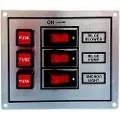 Goldenship Aluminium Panel Med 3 Brytere Og Sikringsholdere 15a 12v
