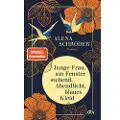 Dtv Verlagsgesellschaft Junge Frau, am Fenster stehend, Abendlicht, blaues Kleid