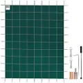 Vevor Pool Safety Cover Passer 20x40 fot rektangulære inground bassenger, Safety Pool Cover med dreneringshull, Mesh Solid Pool Cover for Svømmebasseng, Vinter Safety Cover, Grønn