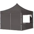 TOOLPORT 3x3 m aluminium, pop up partytelt, 4 sidepaneler, mørkegrå