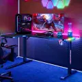24.Se Venstrevendt Gamingbord med Justerbar bredde og Karbonfiberstruktur