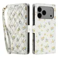 Mtp Products iPhone 17 Pro Rombisk blomsterlommebok-etui - gule blomster